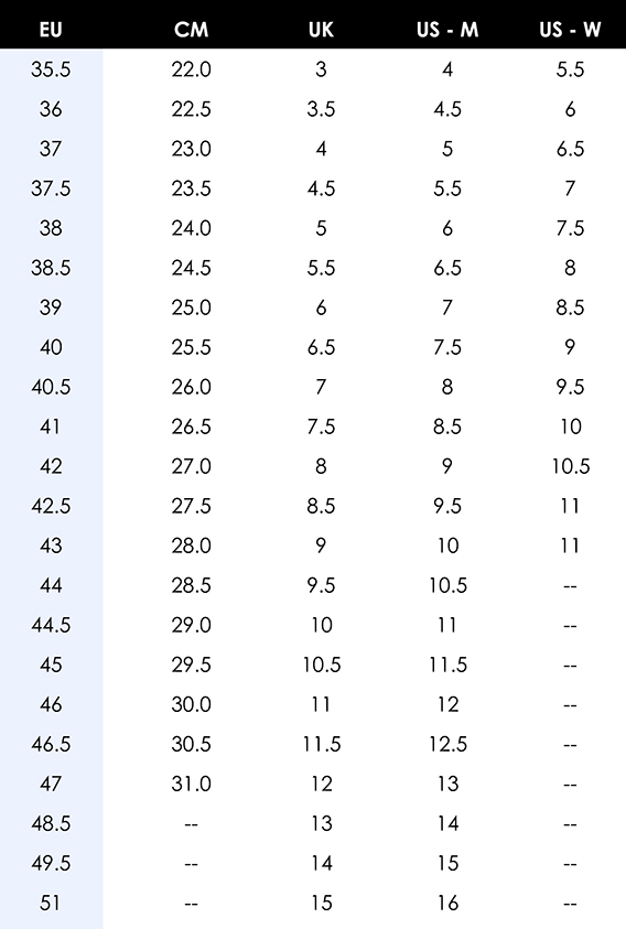 Puma eu size store chart